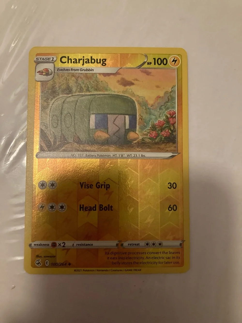 Pokemon Charjabug Yellow Holographic Trading Card